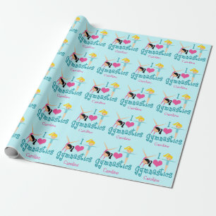 I Love Gymnastics Cute Personalized Gymnast Cadeaupapier