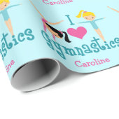 I Love Gymnastics Cute Personalized Gymnast Cadeaupapier (Rol Hoek)
