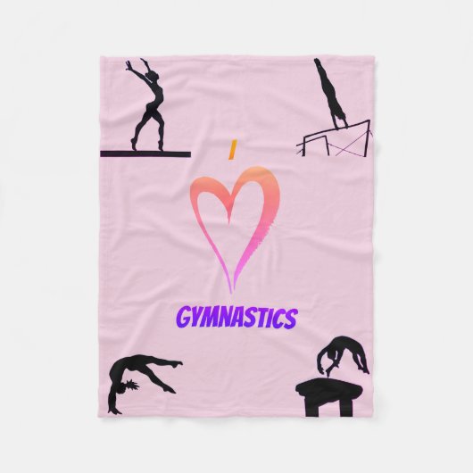 I Love Gymnastics Girls Fleece Blanket (Voorkant)