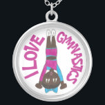 I Love Gymnastics Gymnast Tumbling Girl Acrobat Zilver Vergulden Ketting<br><div class="desc">Het ontwerp bevat een originele markeerafbeelding van een meisjestumbler in een roze en blauwe linter, blauwe haarboog en acrobatics/gymnastiekschoenen. Ideaal voor je favoriete acrobaat, gymnast, tumbler, danser, dansleraar, studioeigenaar of gymnastiekcoach! Zie je niet wat je zoekt? Hulp nodig bij aanpassingen? Klik "contact deze ontwerper"om iets te hebben enkel voor u...</div>