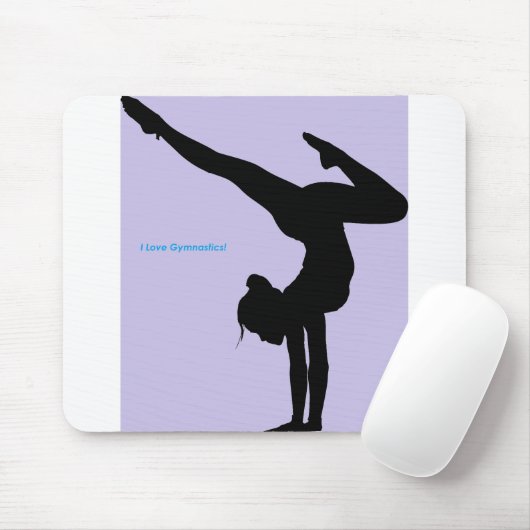 I Love Gymnastics - Gymnast with Lila Background Muismat (Met muis)