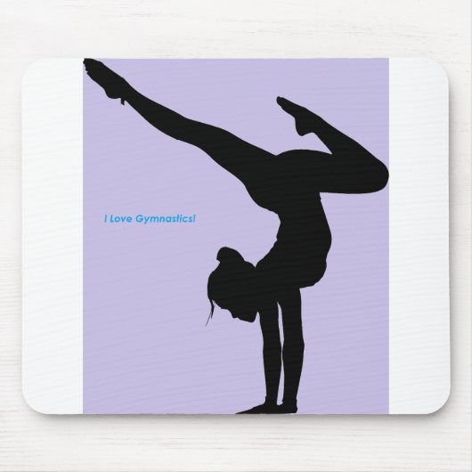 I Love Gymnastics - Gymnast with Lila Background Muismat (Voorkant)