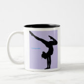 I Love Gymnastics - Gymnast with Lila Background Tweekleurige Koffiemok (Links)