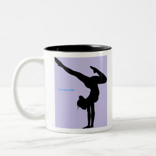 I Love Gymnastics - Gymnast with Lila Background Tweekleurige Koffiemok