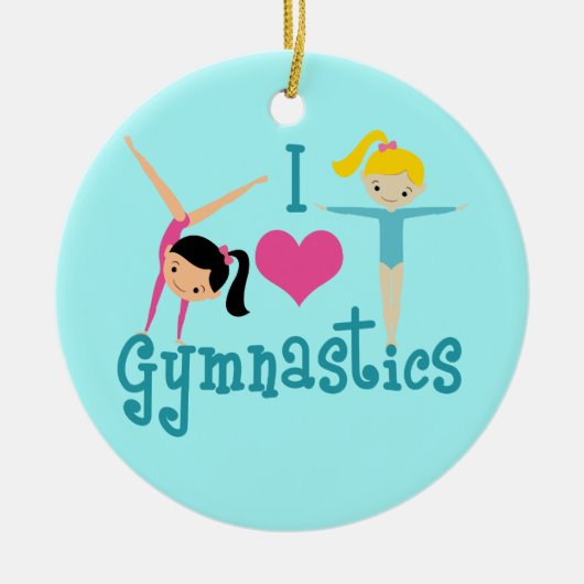 I Love Gymnastics Keramisch Ornament (Voorkant)