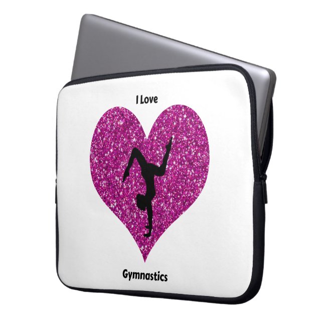I Love Gymnastics Neopree-laptophoes Laptop Sleeve (Voorkant Links)