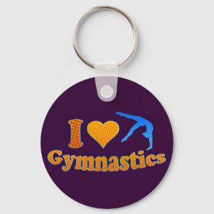I LOve Gymnastics Oranje Shirt Bag Gifts Sleutelhanger