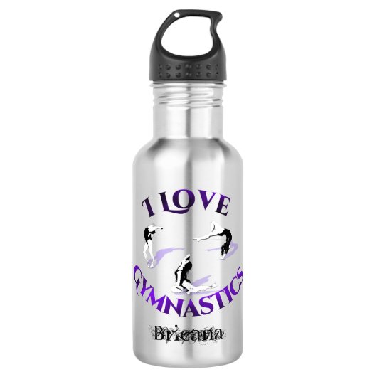 I Love Gymnastics Personalized Waterfles (Voorkant)