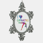I Love Gymnastics Pewter Snowflake Ornament (Links)