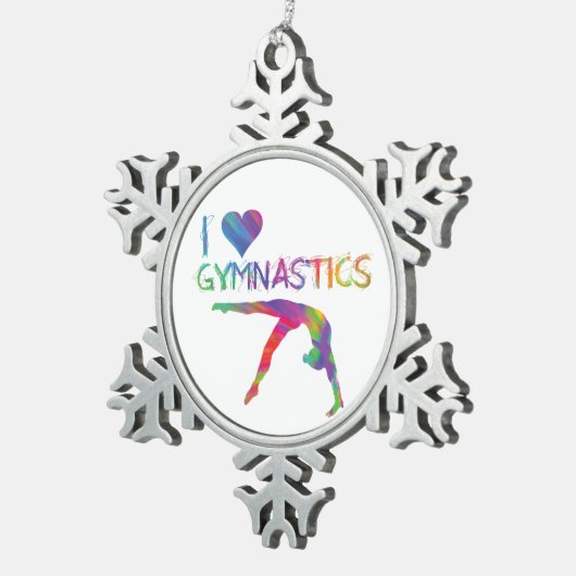 I Love Gymnastics Pewter Snowflake Ornament (Rechts)