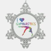 I Love Gymnastics Pewter Snowflake Ornament (Voorkant)