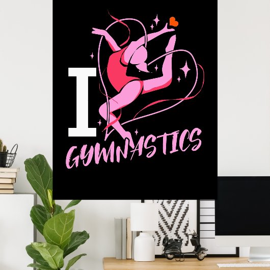 I Love Gymnastics Poster (Thuiskantoor)