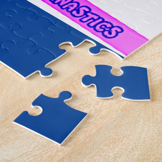 "I Love Gymnastics" puzzel met harten. (Zijkant)