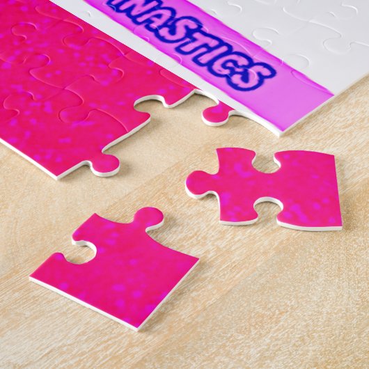 "I Love Gymnastics" puzzel met harten. Legpuzzel (Zijkant)