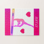 "I Love Gymnastics" puzzel met harten. Legpuzzel (Horizontaal)