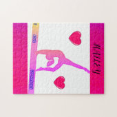 "I Love Gymnastics" puzzel met harten. Legpuzzel (Horizontaal)