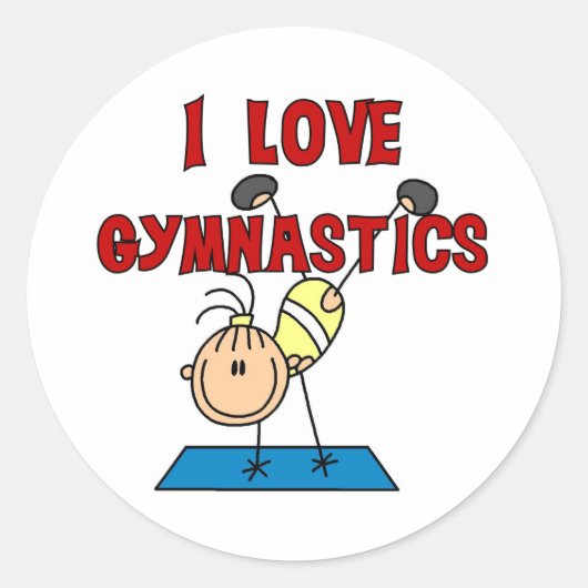 I Love Gymnastics Ronde Sticker (Voorkant)