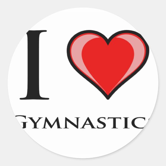I Love Gymnastics Ronde Sticker (Voorkant)