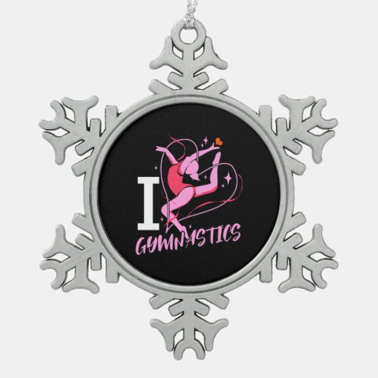 I Love Gymnastics Tin Sneeuwvlok Ornament (Voorkant)