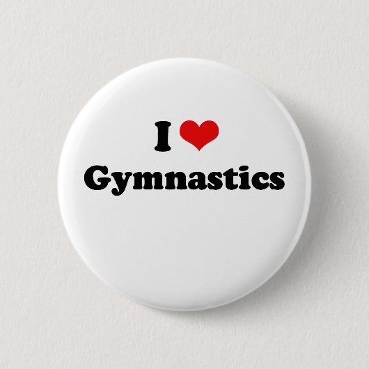 I Love Gymnastics Tshirt Ronde Button 5,7 Cm (Voorkant)