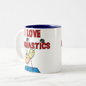 I Love Gymnastics Tweekleurige Koffiemok (Voorkant links)