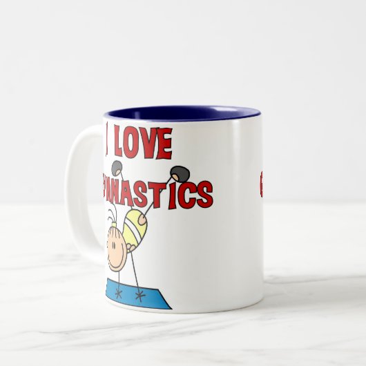 I Love Gymnastics Tweekleurige Koffiemok (Voorkant links)