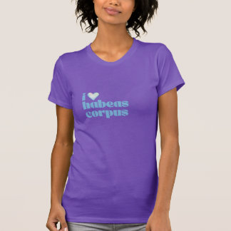 i love habeas corpus blue on purple t-shirt