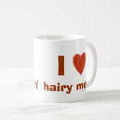 I Love (Hairy Heart) Hairy Mannen Funny Mug Sjablo Koffiemok (Voorkant rechts)