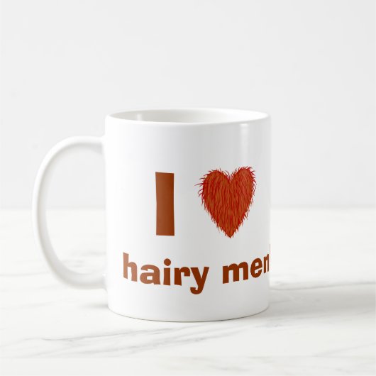 I Love (Hairy Heart) Hairy Mannen Funny Mug Sjablo Koffiemok (Links)