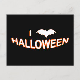 I Love Halloween (Bat) Oranje White Briefkaart