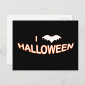 I Love Halloween (Bat) Oranje White Briefkaart (Voorkant / Achterkant)