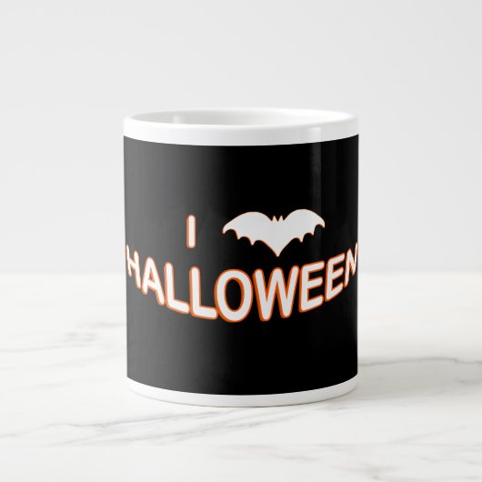 I Love Halloween (Bat) Oranje White Grote Koffiekop (Voorkant)