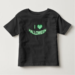 I Love Halloween (Batty Love Heart) Green White Kinder Shirts