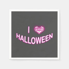 I Love Halloween (Batty Love Heart) Paars White Servet