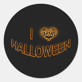 I Love Halloween (Batty Love Heart) Sinaasappel Ronde Sticker