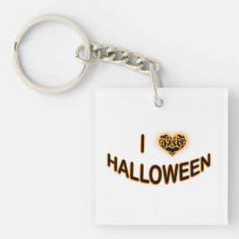 I Love Halloween (Batty Love Heart) Sinaasappel Sleutelhanger