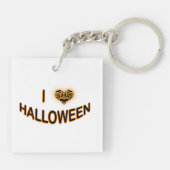 I Love Halloween (Batty Love Heart) Sinaasappel Sleutelhanger (Achterkant)