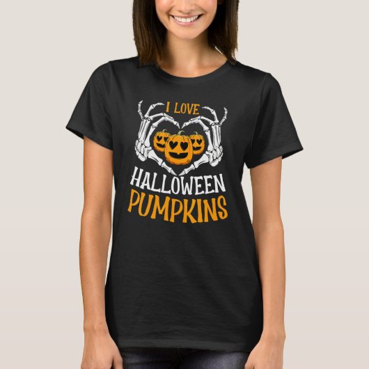 I Love Halloween Pumpkins T-shirt (Voorkant)