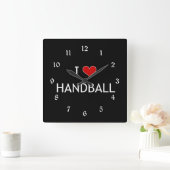 I Love Handball, populair design, Vierkante Klok (Huis)