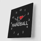 I Love Handball, populair design, Vierkante Klok (Hoek)