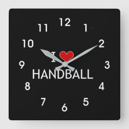 I Love Handball Vierkante Klok