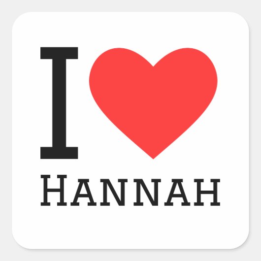 I love Hannah Vierkante Sticker (Voorkant)