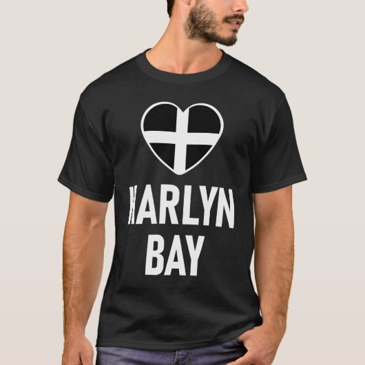 I Love Harlyn Bay Cornwall Flag Heart Saint Piran  T-shirt (Voorkant)