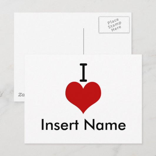 I Love (hart) Briefkaart (Voorkant / Achterkant)