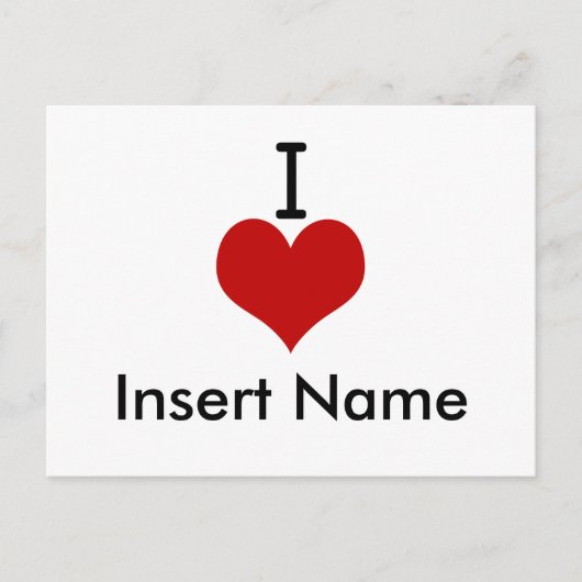 I Love (hart) Briefkaart (Voorkant)