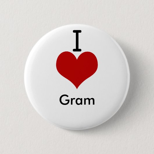 I Love (hart) Gram Ronde Button 5,7 Cm (Voorkant)