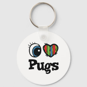 I Love (Hart) Pugs Sleutelhanger