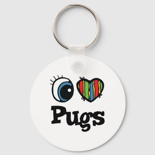 I Love (Hart) Pugs Sleutelhanger (Voorkant)