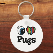 I Love (Hart) Pugs Sleutelhanger (Voorkant)