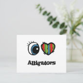 I Love (Heart) Alligators Briefkaart (Staand voorkant)